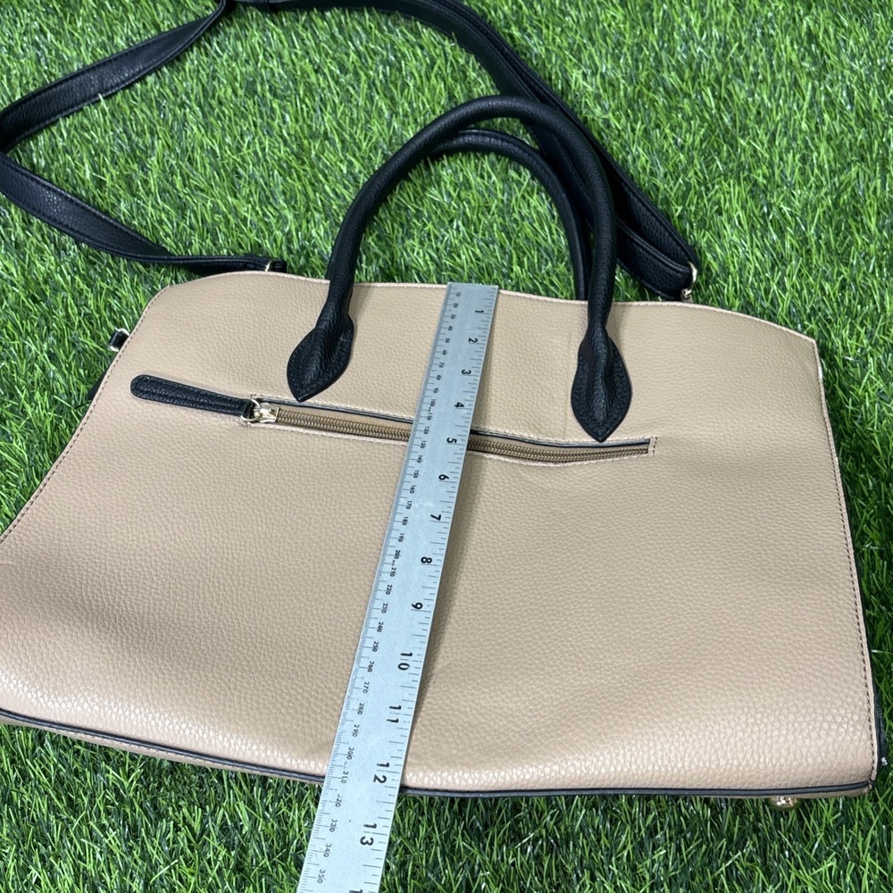 Women's Colorblock Satchel Handbag Top Handle Crossbody Gold Tone Lock Purse - Picture 5 of 9